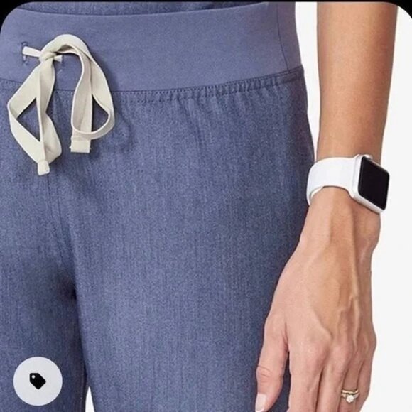 FIGS Livingston Basic Scrub Straight Leg Medical Pants Heather Denim XS PETITE - Picture 2 of 10